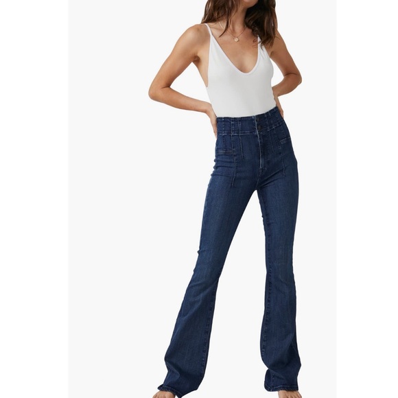 Free People Jayde flare jeans sz 24 color night sky - Picture 2 of 6